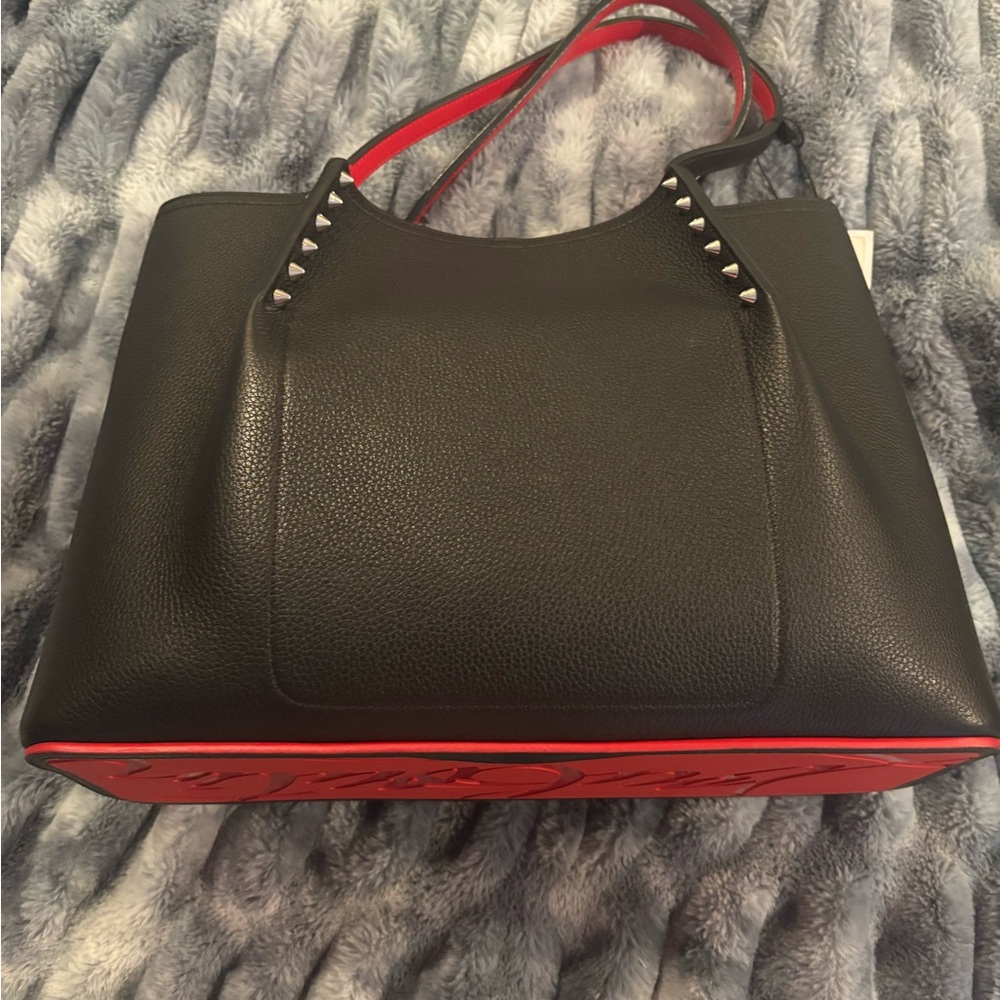 Christian Louboutin Black Leather Tote with Signature Red Trim - Picture 3 of 13